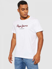 Акція на Футболка бавовняна довга чоловіча Pepe Jeans London 790672636 2XL Біла з принтом від Rozetka