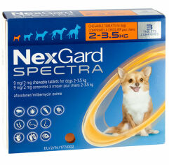 Акція на Таблетки від бліх кліщів і гельмінтів NexGard Spectra 0.5 г для собак 2-3.5 кг 3 штуки упаковка ціна за 1 таблетку від Y.UA