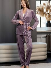 Акція на Піжама (халат + штани) жіноча Maritel Шаль МА-00001605 L-2XL Ліла від Rozetka