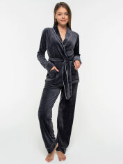 Акція на Піжама (халат + штани) жіноча Maritel Шаль МА-00001605 L-2XL Сіра від Rozetka