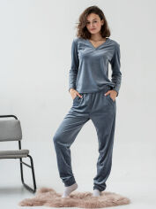 Акция на Піжама (світшот + штани) жіноча великих розмірів велюрова Maritel Обрі 2 МА-00002355 L-2XL Джинс (МА2000000130101_2000000151533) от Rozetka