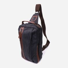 Акція на Сумка слінг через плече чоловіча тканинна Vintage leather-22192 Чорна від Rozetka