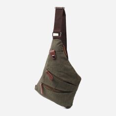 Акція на Сумка-слінг через плече чоловіча тканинна Vintage leather-22197 Оливкова від Rozetka
