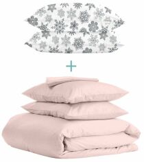 Акція на Комплект Cosas Євро Ranfors Rose + подарунок наволочки 2 шт Snowflakes Grey від Rozetka