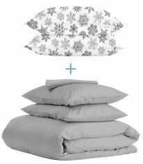 Акція на Комплект Cosas 1.5-спальний Ranfors Grey + подарунок наволочки 2 шт Snowflakes Grey від Rozetka