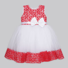 Акція на Дитяча літня святкова фатинова сукня для дівчинки LIS KRAЇNA 22506 92-98 см Біло-червона від Rozetka