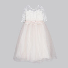 Акция на Дитяча святкова фатинова сукня для дівчинки LIS KRAЇNA 55656 116-128 см Біло-рожева от Rozetka