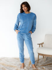 Акция на Піжама (світшот + штани) жіноча тепла велюрова BARWA garments 0332/333 L Блакитна от Rozetka