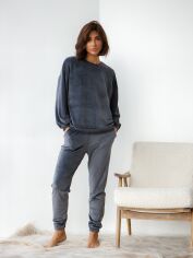 Акция на Піжама (світшот + штани) жіноча тепла велюрова BARWA garments 0332/333 S Графіт от Rozetka