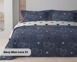 Акція на Комплект постільної білизни ТЕП Двоспальний 180 x 215 см Navy Blue Love 31 від Rozetka