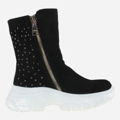 Акция на Жіночі зимові черевики високі Olevit RO3342-11 37 23.5 см Чорні от Rozetka