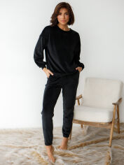 Акція на Піжама (світшот + штани) жіноча тепла велюрова BARWA garments 0332/333 XL Чорна від Rozetka