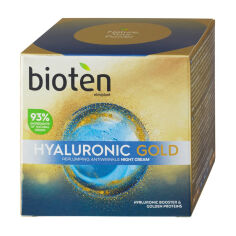 Акція на Нічний крем для обличчя Bioten Hyaluronic Gold Replumping Antiwrinkle Night Cream проти зморшок, 50 мл від Eva