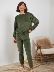 Акция на Піжама (світшот + штани) жіноча тепла велюрова BARWA garments 0332/333 S Хакі от Rozetka