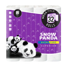 Акция на Туалетний папір Сніжна Панда Extra Care Superior білий, 4-шаровий, 32 рулони от Eva