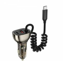 Акция на Wiwu Car Charger USB+USB-C Geek Wi-QC016 90W Black with lightning cable от Y.UA