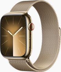 Акция на Apple Watch Series 9 45mm GPS+LTE Gold Stainless Steel Case with Gold Milanese Loop (MRMU3) от Y.UA