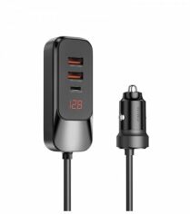 Акция на Wiwu Car Charger 2xUSB+USB-C Extend Wi-QC015 120W Black от Stylus