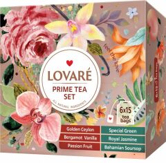 Акція на Колекція пакетованого чаю Lovare "Prime Tea Set" 90 пакетів асорті — 6 видів по 15 шт. від Rozetka