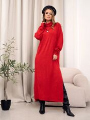 Акция на Плаття міді осіннє тепле жіноче ISSA PLUS 14363 XL Червоне от Rozetka