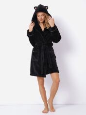 Акция на Халат жіночий великого розміру з капюшоном Aruelle Dionella bathrobe XL Чорний от Rozetka