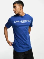Акція на Футболка бавовняна довга чоловіча Karl Lagerfeld 18130095 L Синя від Rozetka