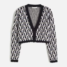 Акція на Кардиган в'язаний жіночий H&M 1118474arl S Чорний з білим від Rozetka
