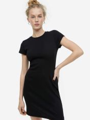 Акція на Сукня-футболка міні літня жіноча H&M A2411-1033197 XS Чорна від Rozetka