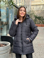 Акция на Куртка зимова жіноча Lilove 175-7 L-XL Чорна от Rozetka