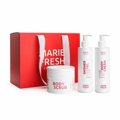 Акція на Подарунковий набір для тіла Marie Fresh Cosmetics Body Holiday Beauty Set (гель для душу, 250 мл + скраб, 300 мл + крем, 250 мл) від Eva