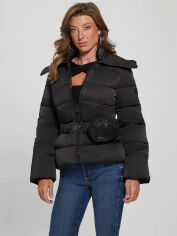 Акция на Куртка демісезонна з капюшоном жіноча Guess 285360632 M Чорна от Rozetka