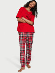 Акція на Піжама (футболка + штани) жіноча бавовняна Victoria's Secret 299021142 S Червона від Rozetka