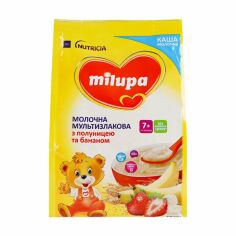 Акція на Дитяча молочна мультизлакова каша Milupa з полуницею та бананом, від 7 місяців, 210 г від Eva