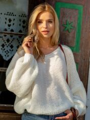 Акция на Джемпер жіночий Fobya Sweater F1102 One Size Екрю от Rozetka
