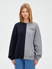 Акція на Світшот жіночий Pull & Bear XAZ299167NHWS XXS Чорно-сірий з принтом від Rozetka