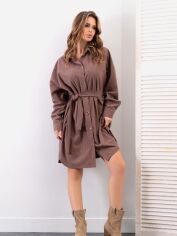 Акція на Плаття-сорочка міді осіннє жіноче ISSA PLUS SA-496 L/XL Коричневе від Rozetka