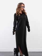 Акция на Плаття-сорочка довге зимове жіноче ISSA PLUS 14320 XL Чорне от Rozetka