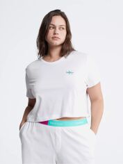 Акция на Піжама (футболка + шорти) жіноча великого розміру бавовняна Calvin Klein 119440936 2X Біла от Rozetka