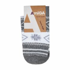 Акція на Шкарпетки жіночі AmiGА махрові, зі сніжинкою сірі, розмір 23-25 від Eva
