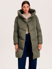 Акция на Пальто-куртка довге демісезонне з капюшоном жіноче Reserved 1555N-97X 36 Зелене от Rozetka