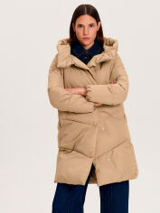 Акція на Пальто-куртка довге демісезонне з капюшоном жіноче Reserved 1555N-82X 34 Коричневе від Rozetka