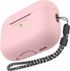 Акция на Чохол для навушників AhaStyle Silicone Case with strap Pink (X003E43NGX) для Apple AirPods Pro 2 от Y.UA