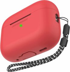 Акция на Чохол для навушників AhaStyle Silicone Case with strap Red (X003E41MYX) для Apple AirPods Pro 2 от Y.UA