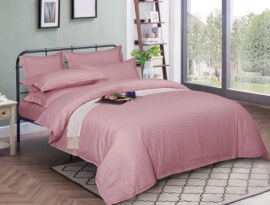 Акция на Комплект постільної білизни MirSon King Size 220 x 240 17-0607 Stripe Pink Бязь от Rozetka