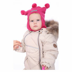 Акція на Вязаная шапка-шлем для малышей COCO Huppa 85070000 фуксия  M (2-5 лет) від Podushka