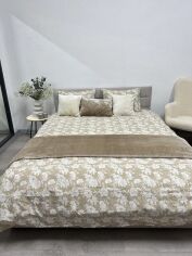 Акція на Комплект постільної білизни Novita Полуторний 147x210 см 267262 Квітка на бежевому Ecotton Фланель від Rozetka