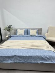 Акція на Комплект постільної білизни Novita Сімейний 2x147x210 см 250958 Квітка на блакитному Ecotton Фланель від Rozetka