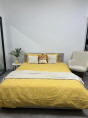 Акція на Комплект постільної білизни Novita Двоспальний 175x210 см 250951 Квітка на жовтому Ecotton Фланель від Rozetka