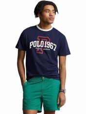 Акція на Футболка бавовняна довга чоловіча Ralph Lauren 359846537 2XL Синя від Rozetka