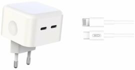 Акція на Xo Wall Charger 2xUSB-C+USB L102 35W White with Cable USB-C to Lightning від Stylus
